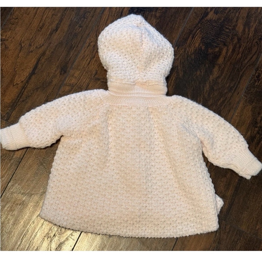 Little Wonders Sweater Jacket Hooded Pink Size 3-6 Mo - Picture 5 of 7